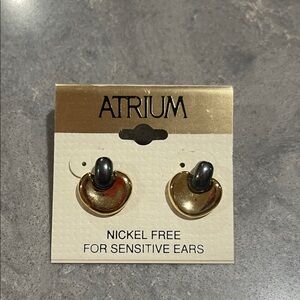 Gold and Black Heart Earrings